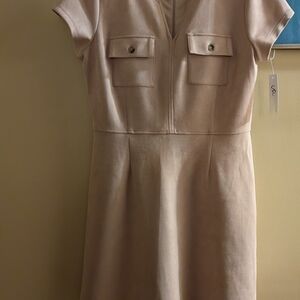 Shelby & Palmer Blush Short-Sleeve Pocket Midi Dress